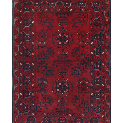 Afghan 3' 2" X 4' 9" Hand Knotted Wool Rug 3' 2" X 4' 9" (97 X 145) / Red / Wool