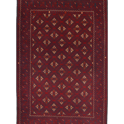 Afghan 3' 1" X 4' 9" Hand Knotted Wool Rug 3' 1" X 4' 9" (94 X 145) / Red / Wool