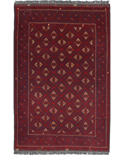 Afghan 3' 1" X 4' 9" Hand Knotted Wool Rug 3' 1" X 4' 9" (94 X 145) / Red / Wool