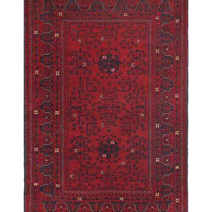 Afghan 3' 2" X 4' 9" Hand Knotted Wool Rug 3' 2" X 4' 9" (97 X 145) / Red / Wool
