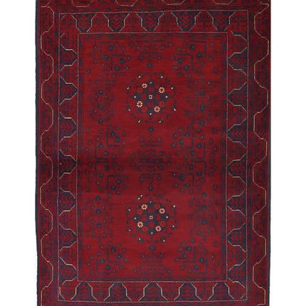 Afghan 3' 3" X 4' 11" Hand Knotted Wool Rug 3' 3" X 4' 11" (99 X 150) / Red / Wool