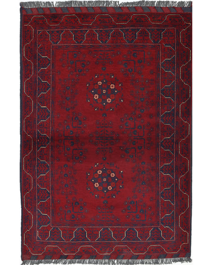 Afghan 3' 3" X 4' 11" Hand Knotted Wool Rug 3' 3" X 4' 11" (99 X 150) / Red / Wool