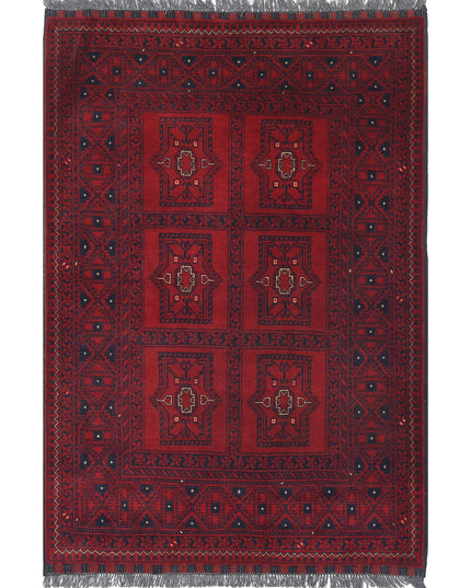 Afghan 3' 3" X 4' 10" Hand Knotted Wool Rug 3' 3" X 4' 10" (99 X 147) / Red / Wool