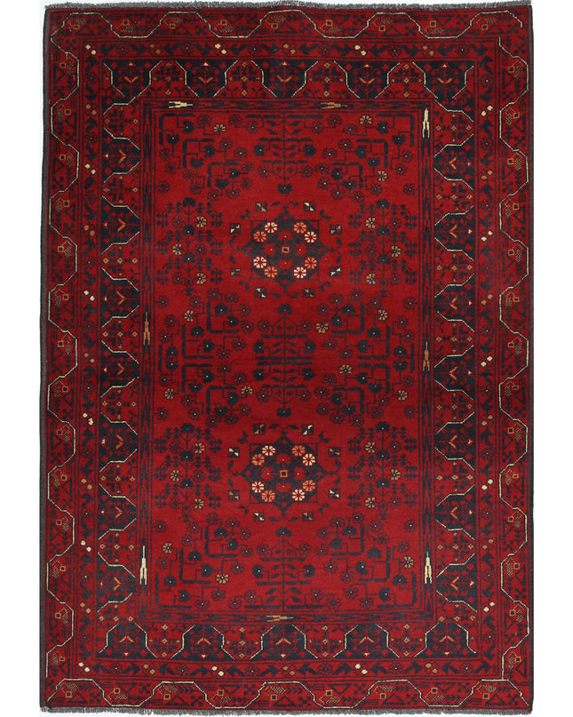 Afghan 3' 3" X 4' 9" Hand Knotted Wool Rug 3' 3" X 4' 9" (99 X 145) / Red / Wool