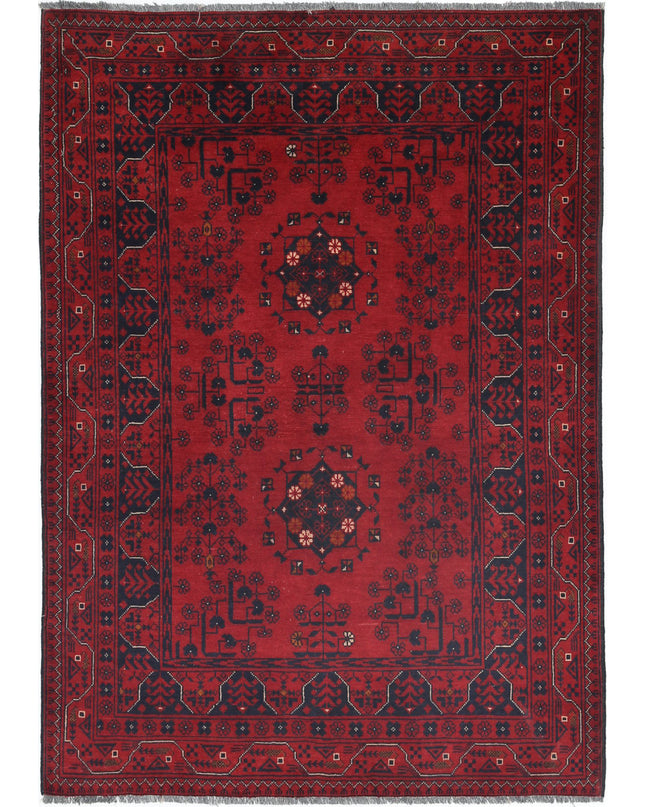 Afghan 3' 3" X 4' 8" Hand Knotted Wool Rug 3' 3" X 4' 8" (99 X 142) / Red / Wool