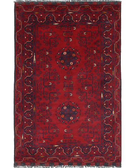 Afghan 3' 1" X 4' 10" Hand Knotted Wool Rug 3' 1" X 4' 10" (94 X 147) / Red / Wool