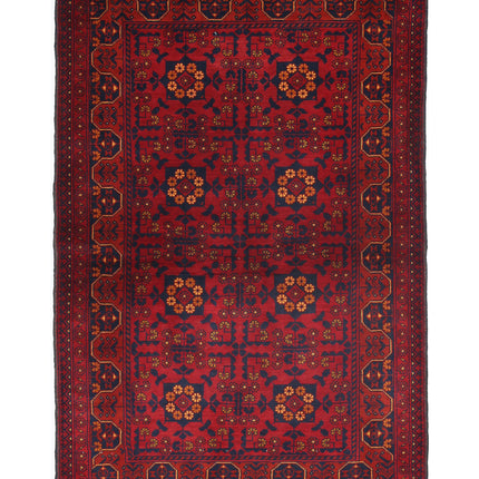 Afghan 3' 3" X 5' 0" Hand Knotted Wool Rug 3' 3" X 5' 0" (99 X 152) / Red / Wool