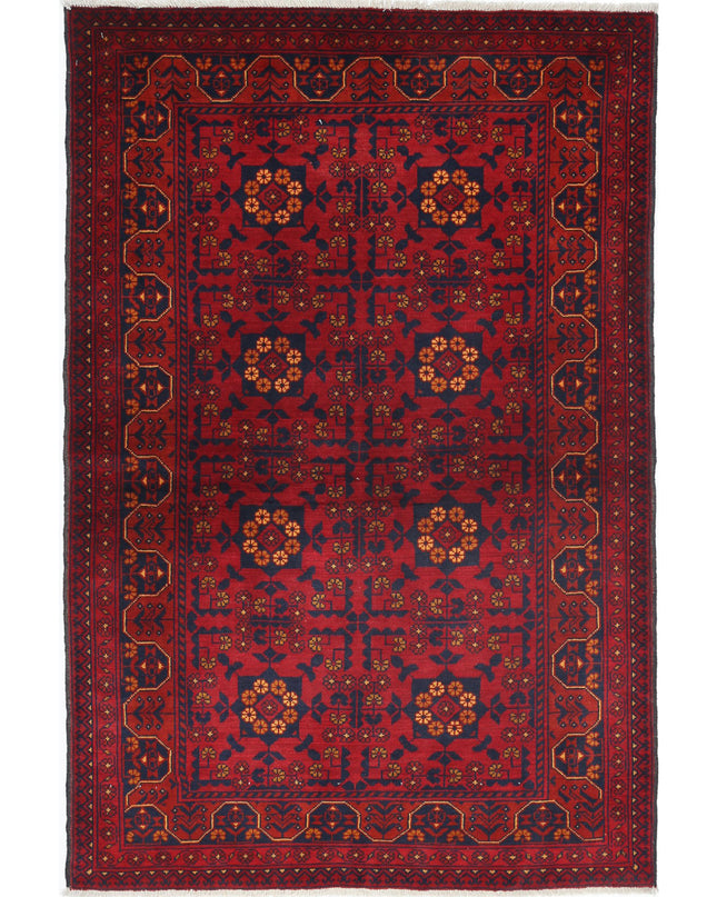 Afghan 3' 3" X 5' 0" Hand Knotted Wool Rug 3' 3" X 5' 0" (99 X 152) / Red / Wool