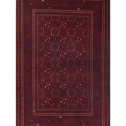 Afghan 3' 8" X 5' 9" Hand Knotted Wool Rug 3' 8" X 5' 9" (112 X 175) / Red / Wool