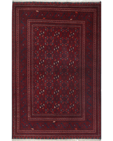 Afghan 3' 8" X 5' 9" Hand Knotted Wool Rug 3' 8" X 5' 9" (112 X 175) / Red / Wool