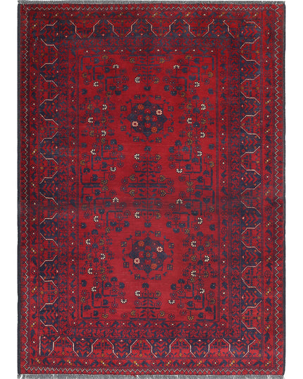 Afghan 3' 3" X 4' 7" Hand Knotted Wool Rug 3' 3" X 4' 7" (99 X 140) / Red / Wool
