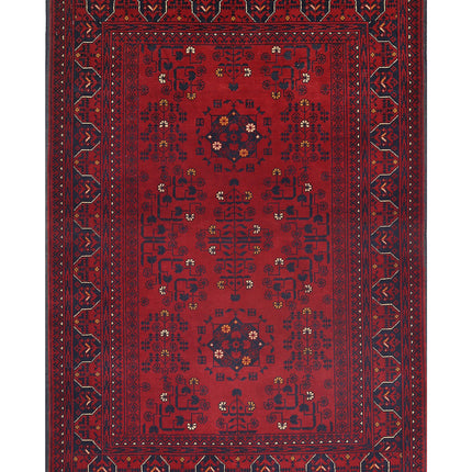 Afghan 3' 3" X 4' 9" Hand Knotted Wool Rug 3' 3" X 4' 9" (99 X 145) / Red / Wool