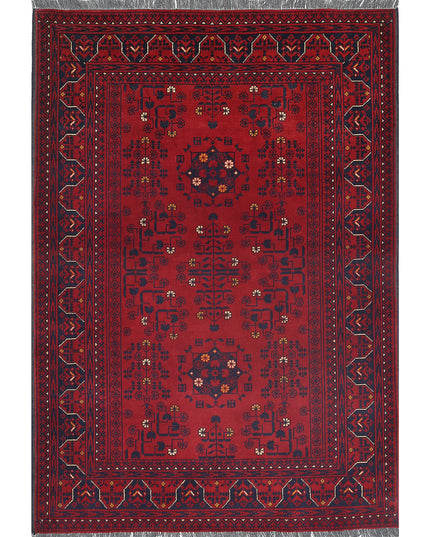 Afghan 3' 3" X 4' 9" Hand Knotted Wool Rug 3' 3" X 4' 9" (99 X 145) / Red / Wool