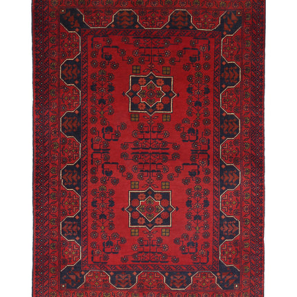 Afghan 3' 3" X 4' 10" Hand Knotted Wool Rug 3' 3" X 4' 10" (99 X 147) / Red / Wool