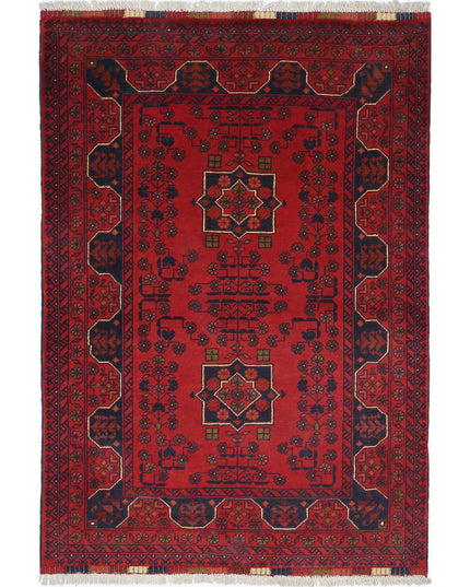 Afghan 3' 3" X 4' 10" Hand Knotted Wool Rug 3' 3" X 4' 10" (99 X 147) / Red / Wool