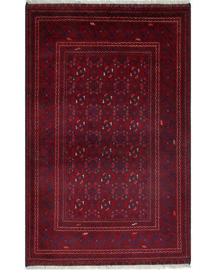 Afghan 3' 8" X 5' 9" Hand Knotted Wool Rug 3' 8" X 5' 9" (112 X 175) / Red / Wool