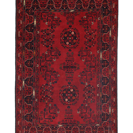 Afghan 3' 2" X 4' 9" Hand Knotted Wool Rug 3' 2" X 4' 9" (97 X 145) / Red / Wool