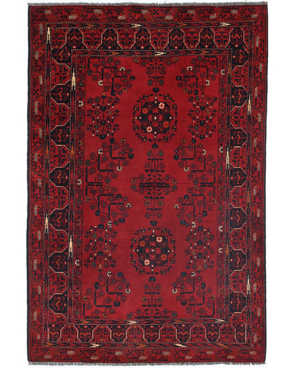 Afghan 3' 2" X 4' 9" Hand Knotted Wool Rug 3' 2" X 4' 9" (97 X 145) / Red / Wool