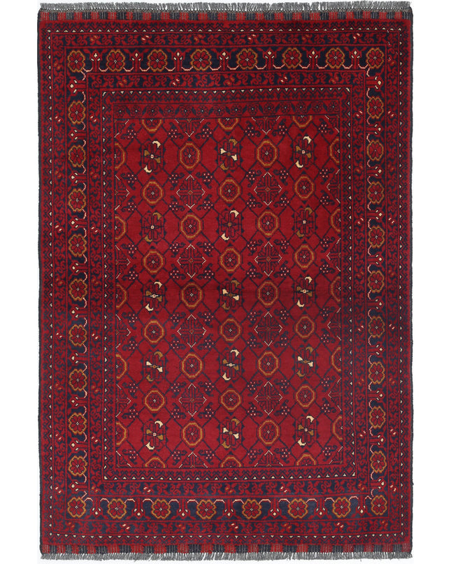 Afghan 3' 2" X 4' 7" Hand Knotted Wool Rug 3' 2" X 4' 7" (97 X 140) / Red / Wool