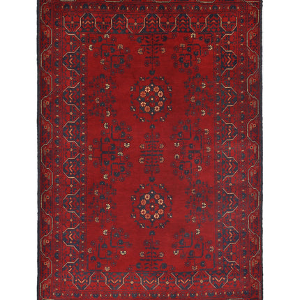 Afghan 3' 3" X 4' 10" Hand Knotted Wool Rug 3' 3" X 4' 10" (99 X 147) / Red / Wool