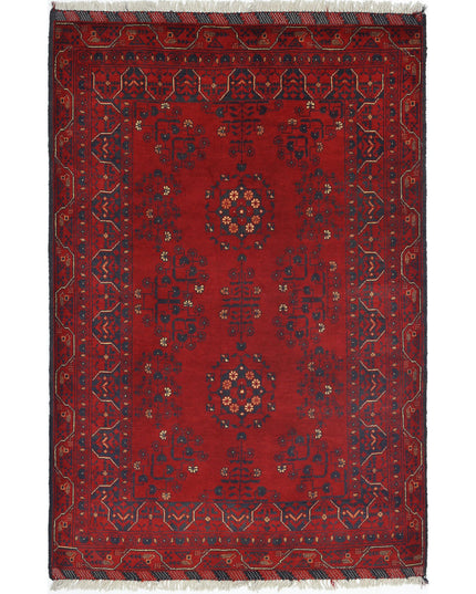 Afghan 3' 3" X 4' 10" Hand Knotted Wool Rug 3' 3" X 4' 10" (99 X 147) / Red / Wool