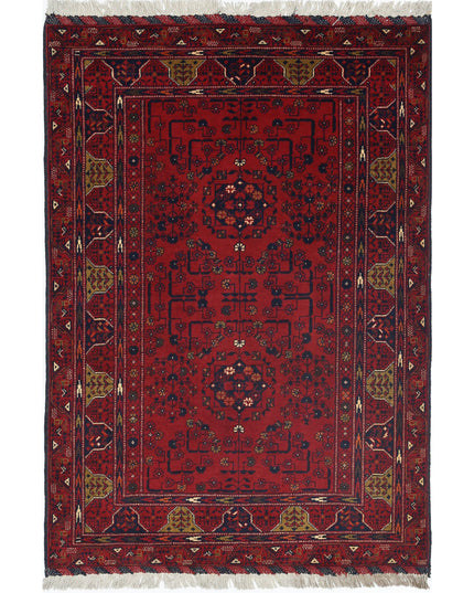Afghan 3' 3" X 4' 8" Hand Knotted Wool Rug 3' 3" X 4' 8" (99 X 142) / Red / Wool