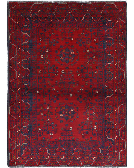 Afghan 3' 4" X 4' 8" Hand Knotted Wool Rug 3' 4" X 4' 8" (101 X 142) / Red / Wool