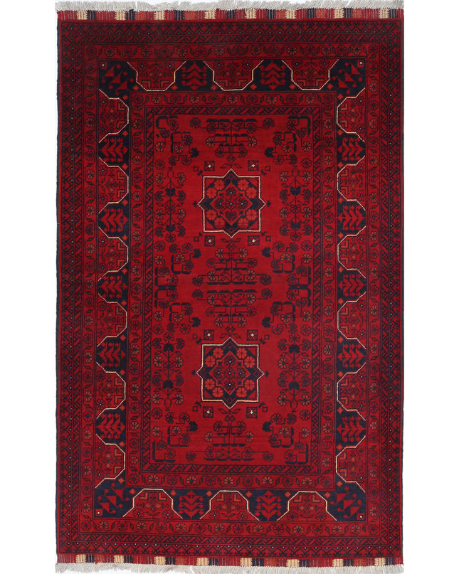 Afghan 3' 5" X 5' 5" Hand Knotted Wool Rug 3' 5" X 5' 5" (104 X 165) / Red / Wool