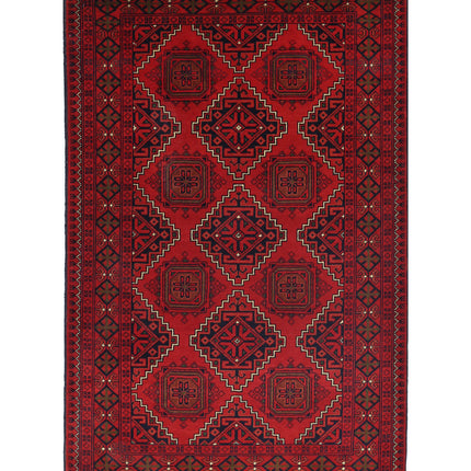 Afghan 3' 3" X 5' 3" Hand Knotted Wool Rug 3' 3" X 5' 3" (99 X 160) / Red / Wool