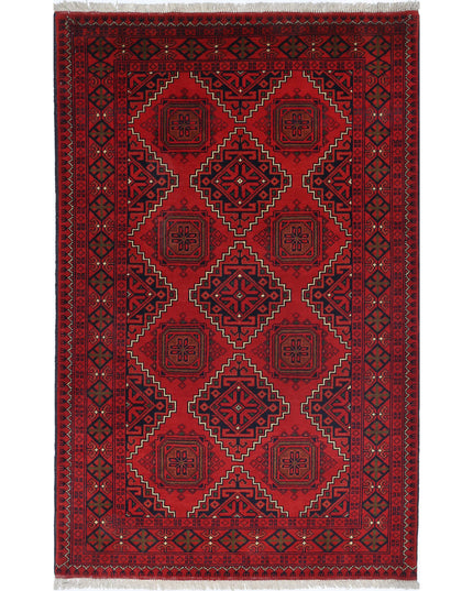 Afghan 3' 3" X 5' 3" Hand Knotted Wool Rug 3' 3" X 5' 3" (99 X 160) / Red / Wool