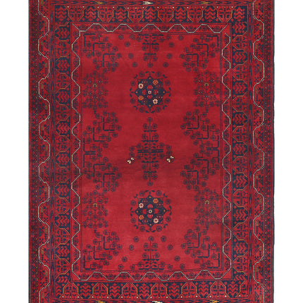 Afghan 3' 3" X 4' 10" Hand Knotted Wool Rug 3' 3" X 4' 10" (99 X 147) / Red / Wool