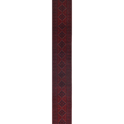 Afghan 2' 8" X 24' 9" Hand Knotted Wool Rug 2' 8" X 24' 9" (81 X 754) / Red / Wool