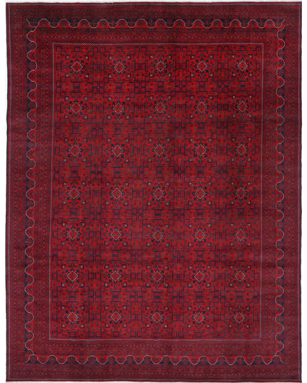 Afghan 10' 0" X 12' 11" Hand Knotted Wool Rug 10' 0" X 12' 11" (305 X 394) / Red / Wool