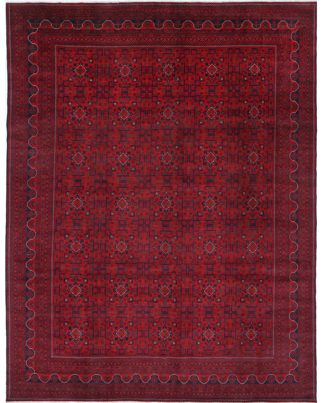 Afghan 10' 0" X 12' 11" Hand Knotted Wool Rug 10' 0" X 12' 11" (305 X 394) / Red / Wool