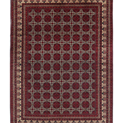 Afghan 8' 0" X 10' 11" Hand Knotted Wool Rug 8' 0" X 10' 11" (244 X 333) / Red / Wool