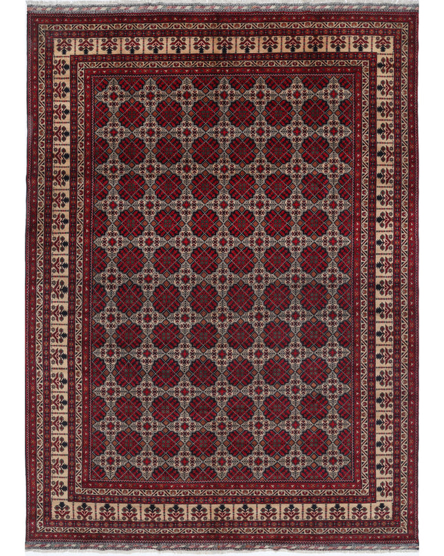 Afghan 8' 0" X 10' 11" Hand Knotted Wool Rug 8' 0" X 10' 11" (244 X 333) / Red / Wool