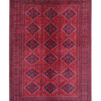 Afghan 6' 5" X 9' 4" Hand Knotted Wool Rug 6' 5" X 9' 4" (196 X 284) / Red / Wool