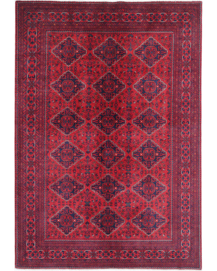 Afghan 6' 5" X 9' 4" Hand Knotted Wool Rug 6' 5" X 9' 4" (196 X 284) / Red / Wool
