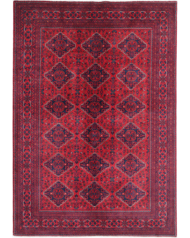 Afghan 6' 5" X 9' 4" Hand Knotted Wool Rug 6' 5" X 9' 4" (196 X 284) / Red / Wool