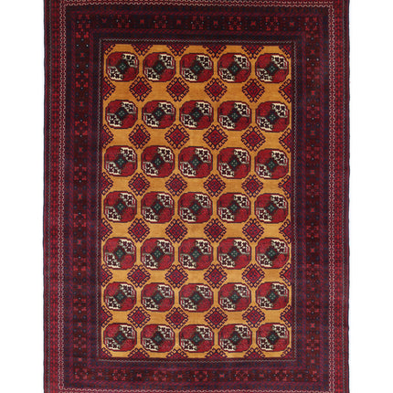 Afghan 6' 3" X 9' 7" Hand Knotted Wool Rug 6' 3" X 9' 7" (191 X 292) / Red / Wool
