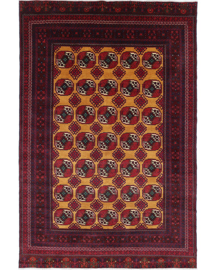 Afghan 6' 3" X 9' 7" Hand Knotted Wool Rug 6' 3" X 9' 7" (191 X 292) / Red / Wool