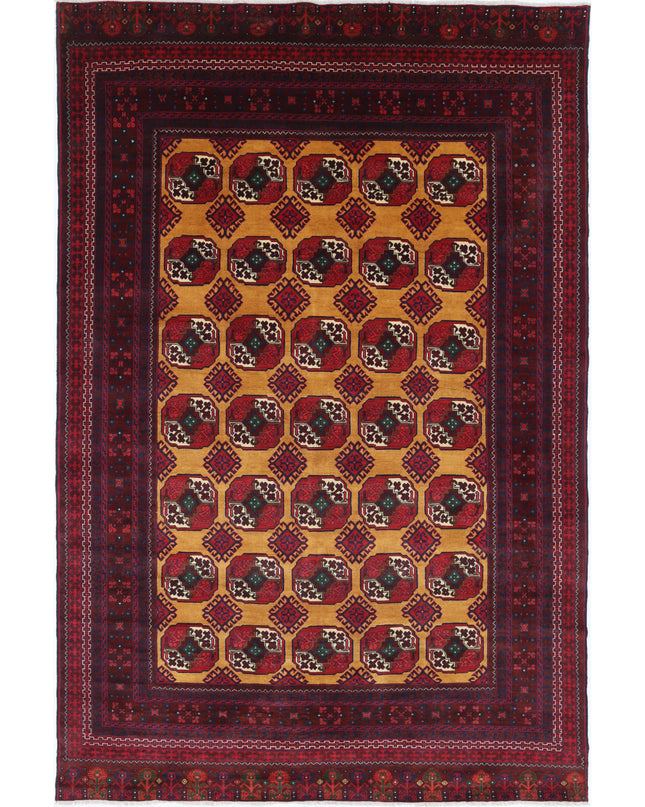 Afghan 6' 3" X 9' 7" Hand Knotted Wool Rug 6' 3" X 9' 7" (191 X 292) / Red / Wool