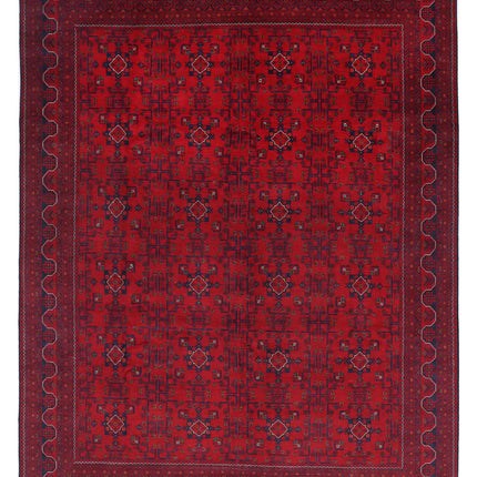 Afghan 8' 1" X 10' 7" Hand Knotted Wool Rug 8' 1" X 10' 7" (246 X 322) / Red / Wool