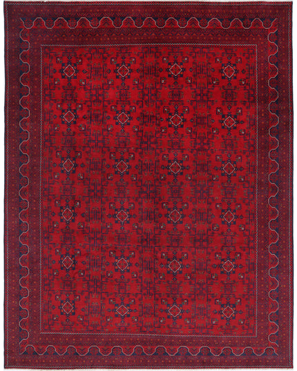 Afghan 8' 1" X 10' 7" Hand Knotted Wool Rug 8' 1" X 10' 7" (246 X 322) / Red / Wool