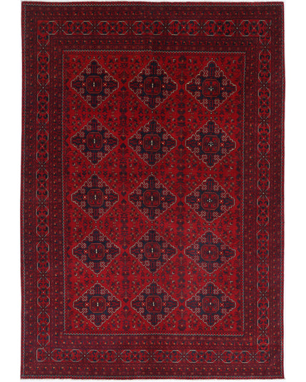 Afghan 6' 6" X 9' 4" Hand Knotted Wool Rug 6' 6" X 9' 4" (198 X 284) / Red / Wool