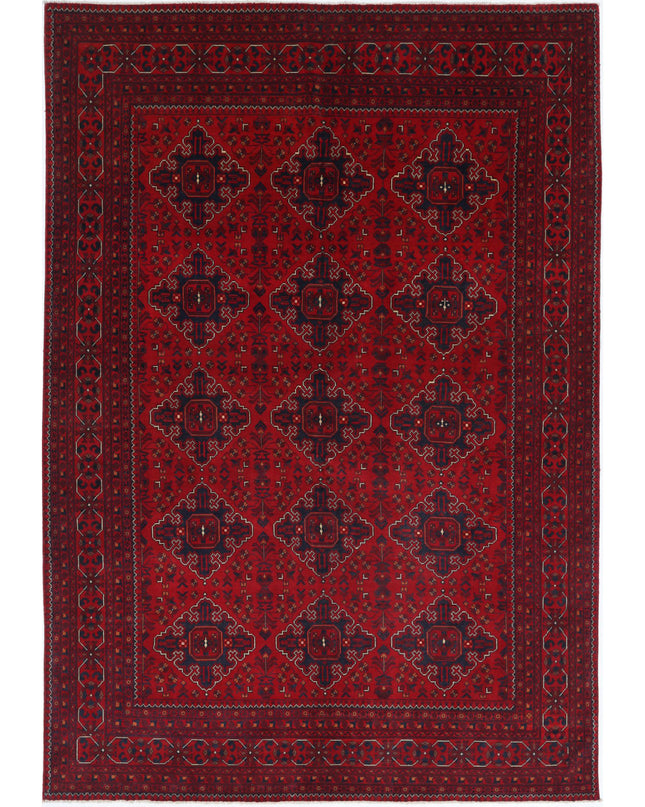 Afghan 6' 6" X 9' 4" Hand Knotted Wool Rug 6' 6" X 9' 4" (198 X 284) / Red / Wool