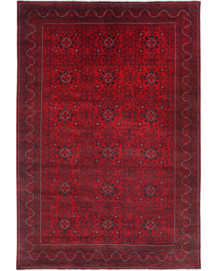 Afghan 6' 6" X 9' 7" Hand Knotted Wool Rug 6' 6" X 9' 7" (198 X 292) / Red / Wool