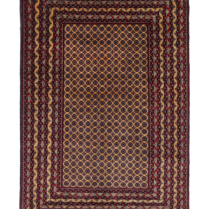 Afghan 6' 3" X 9' 2" Hand Knotted Wool Rug 6' 3" X 9' 2" (191 X 280) / Red / Wool