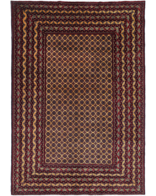 Afghan 6' 3" X 9' 2" Hand Knotted Wool Rug 6' 3" X 9' 2" (191 X 280) / Red / Wool