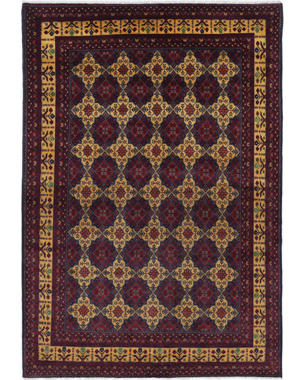 Afghan 6' 6" X 9' 4" Hand Knotted Wool Rug 6' 6" X 9' 4" (198 X 284) / Red / Wool